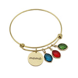Stainless Steel Mama/Grandma Birthstone Bangle Bracelet