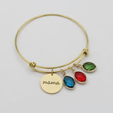 Stainless Steel Mama/Grandma Birthstone Bangle Bracelet