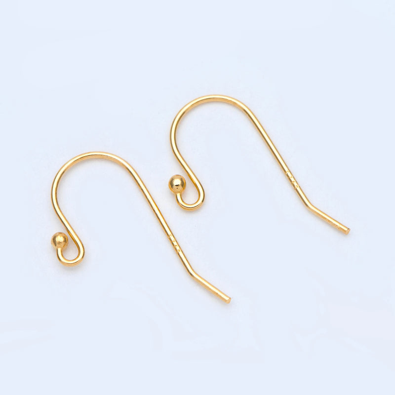 925 Silver Earwires with Ball End 20x10mm, 10pcs=5 Pairs