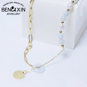 Titanium Steel Jade Pendant Choker Necklace for Women