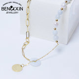 Titanium Steel Jade Pendant Choker Necklace for Women