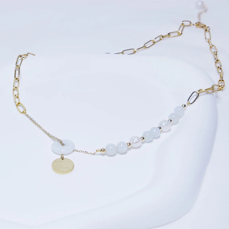 Titanium Steel Jade Pendant Choker Necklace for Women