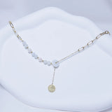Titanium Steel Jade Pendant Choker Necklace for Women