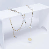 Titanium Steel Jade Pendant Choker Necklace for Women