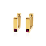 Plated Stainless Steel Earrings Red Green Zircon Small Hoop Earrings