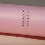 Pastel CZ Dangle Drop Earrings 925 Silver