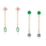 Pastel CZ Dangle Drop Earrings 925 Silver