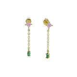 Pastel CZ Dangle Drop Earrings 925 Silver