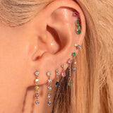 Pastel CZ Dangle Drop Earrings 925 Silver