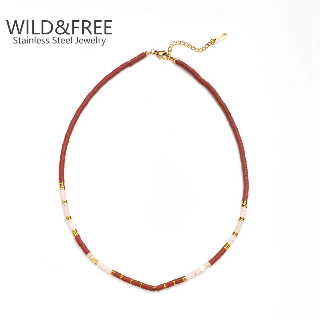 Bohemian Colorful Soft Pottery Necklace for Women