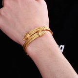 Wolf Head Shape Bangle Stainless Steel Chain Cuff Bracelet for Men