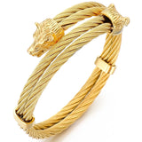 Wolf Head Shape Bangle Stainless Steel Chain Cuff Bracelet for Men