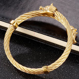 Wolf Head Shape Bangle Stainless Steel Chain Cuff Bracelet for Men