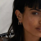 925 Silver Snake Shape Cuban Tassel Chain Stud Earrings