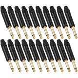 20Pcs 6.35mm Stereo Plug Mono Professional 2 Pole 6.5mm, Gold Plated