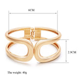 Double D Shape Chunky Bracelet for Women Hollow-Out Statement Cuff Bangle