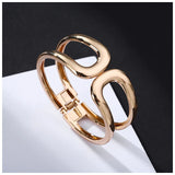 Double D Shape Chunky Bracelet for Women Hollow-Out Statement Cuff Bangle
