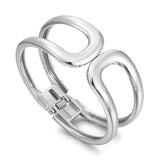 Double D Shape Chunky Bracelet for Women Hollow-Out Statement Cuff Bangle