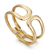 Double D Shape Chunky Bracelet for Women Hollow-Out Statement Cuff Bangle