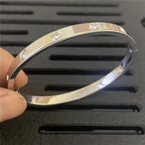 Rose Stainless Steel CZ Cuff Bracelet for Women