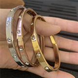 Rose Stainless Steel CZ Cuff Bracelet for Women