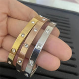 Rose Stainless Steel CZ Cuff Bracelet for Women