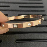 Rose Stainless Steel CZ Cuff Bracelet for Women