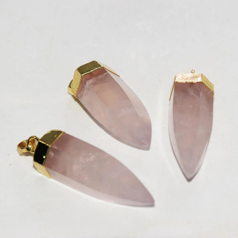 Rose Quartz Pendant Pink Crystal for Jewelry Making Women Big Love Stone