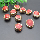 Red Sea Bamboo Coral Flat Oval Beads 5pc