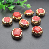 Red Sea Bamboo Coral Flat Oval Beads 5pc