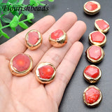 Red Sea Bamboo Coral Flat Oval Beads 5pc