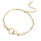 Women's Stainless Steel Heart Anklet with Crystal - Beach Foot Leg Bracelet