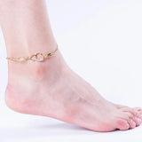 Women's Stainless Steel Heart Anklet with Crystal - Beach Foot Leg Bracelet