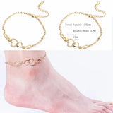 Women's Stainless Steel Heart Anklet with Crystal - Beach Foot Leg Bracelet