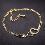 Women's Stainless Steel Heart Anklet with Crystal - Beach Foot Leg Bracelet