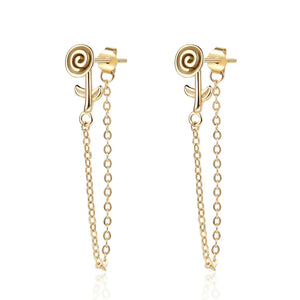 Rose Flower 925 Sterling Silver Earrings Long Style Fine Gift Wedding Jewelry