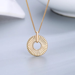 925 Sterling Silver Geometric Round Necklace for Women