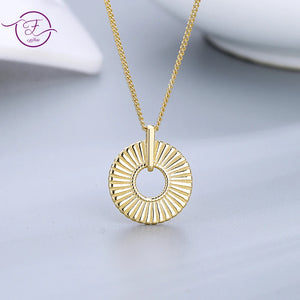 925 Sterling Silver Geometric Round Necklace for Women