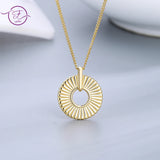 925 Sterling Silver Geometric Round Necklace for Women