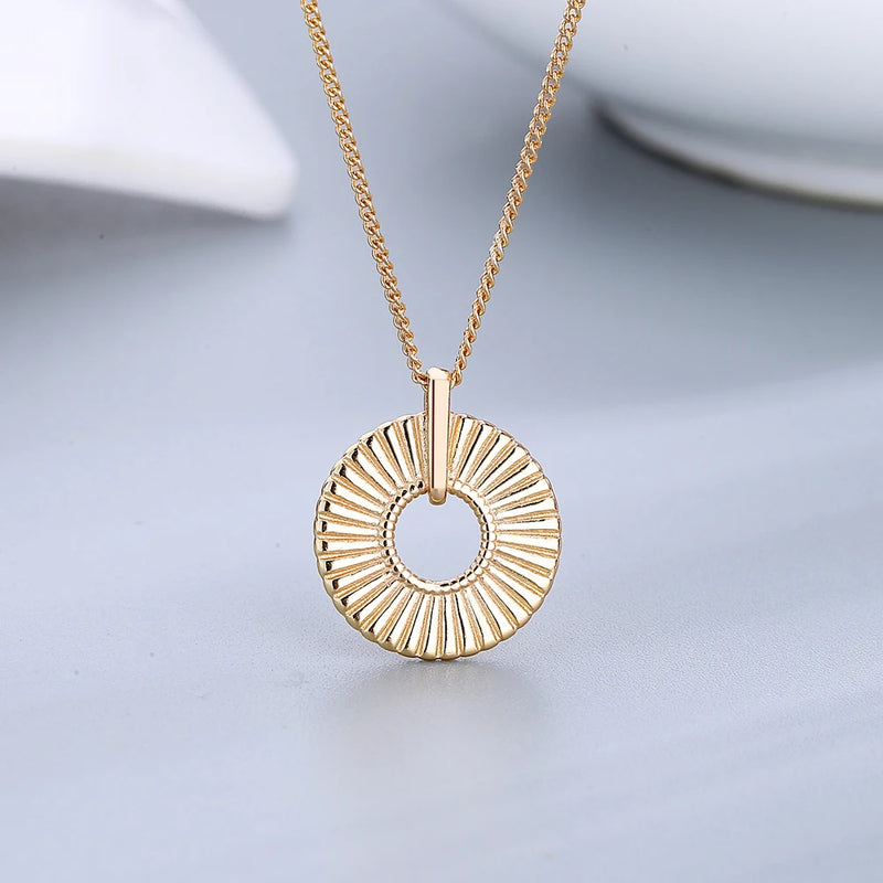 925 Sterling Silver Geometric Round Necklace for Women