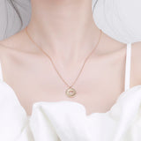 925 Sterling Silver Geometric Round Necklace for Women