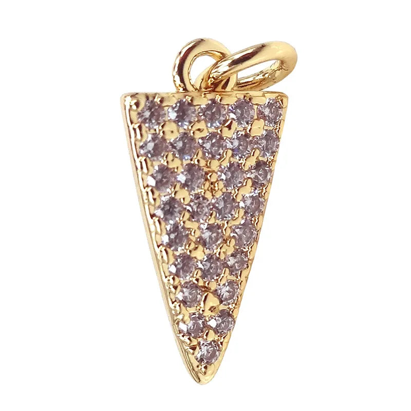 Metal Micro Pave CZ Triangle Charm Pendant for Women Necklace Making Jewelry