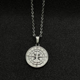 Compass Pendant Men Necklace Stainless Steel Hip Hop North Star Charm Jewelry