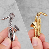 Saxophone Long Men Necklaces Pendant Chain Punk Stainless Steel