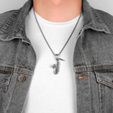 Saxophone Long Men Necklaces Pendant Chain Punk Stainless Steel