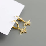 Octagonal Star S925 Silver Drops CZ Zircon Earrings