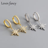 Octagonal Star S925 Silver Drops CZ Zircon Earrings