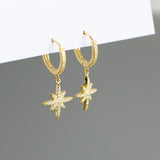 Octagonal Star S925 Silver Drops CZ Zircon Earrings