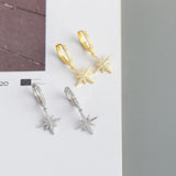 Octagonal Star S925 Silver Drops CZ Zircon Earrings