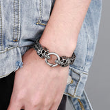Antique Silver Skull Bracelet Stainless Steel 8.66inch